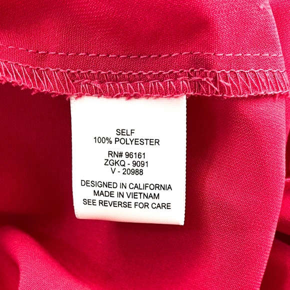 Bebop Red Size Small Shirt Style Adjustable Sleeve Elastic Waist Light Dress NWT - Picture 10 of 10